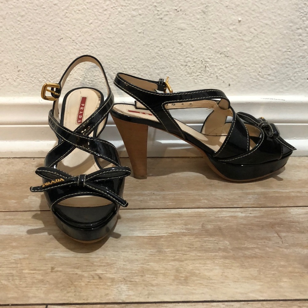 Prada Black and Tan Heels
